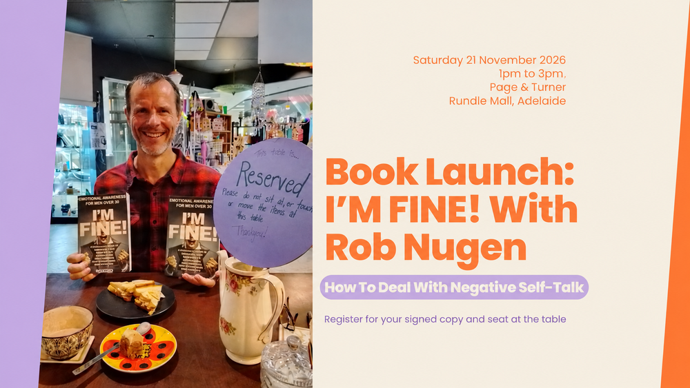 I'M FINE! book launch with Rob Nugen at Page & Turner Bookshop, Adelaide