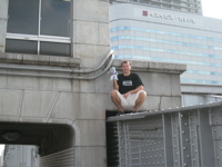 Rob and Francois on bridge that begged for climbing - 2