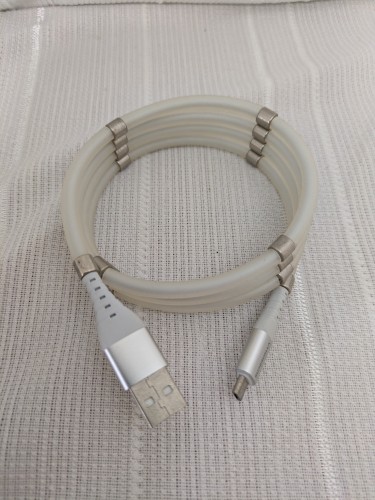 white magnetic charging cable USB-A to micro-USB