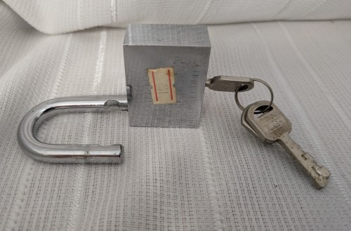 Metal padlock with keys