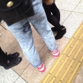 2014 jan 03 acid wash jeans red sneakers