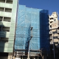 2014 jan 12 blue scaffold netting building