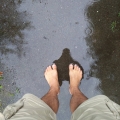 2020 jul 04 standing in playground puddle