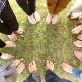 2021 oct 22 circle of bare feet on grass