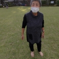 2021 oct 22 masked woman barefoot in park