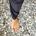 2021 oct 25 barefoot on river pebbles seedy pants