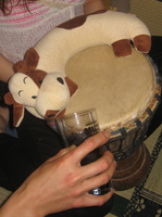 Drum drinking at Nat and Lin's housewarming 15 June 2008