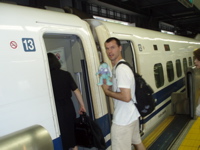 Rob and Francois getting on shinkansen