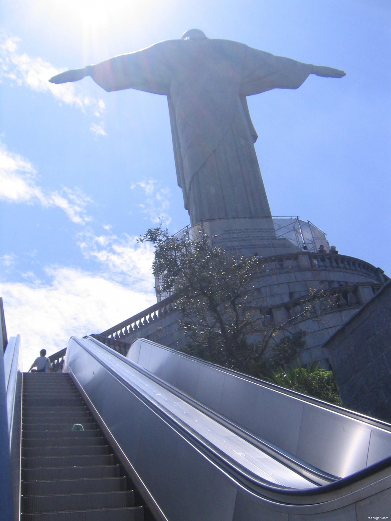 Francois on escalator to heaven
