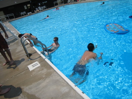 various stages of being in the pool