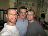 Rob, Dad, Fred in kitchen