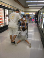 Anna helping push the cart - 2