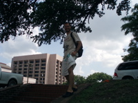 Rob and Francois walking down slope