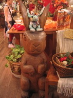 Francois and Nibbles, the large wooden rabbit