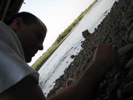 Rob stacking rocks