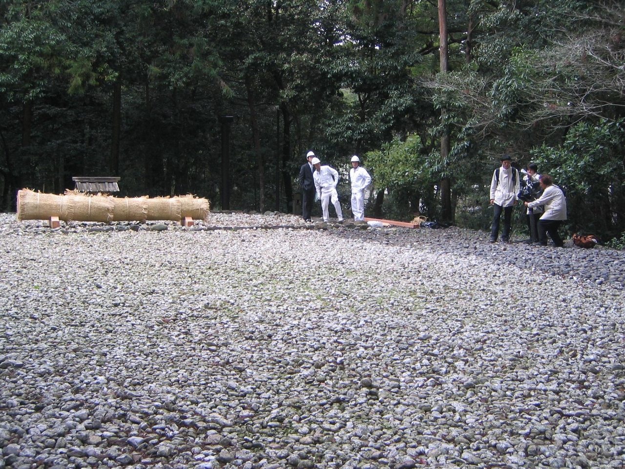 TV crew getting footage of log