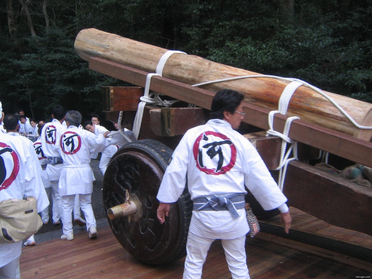 log rolling over bridge