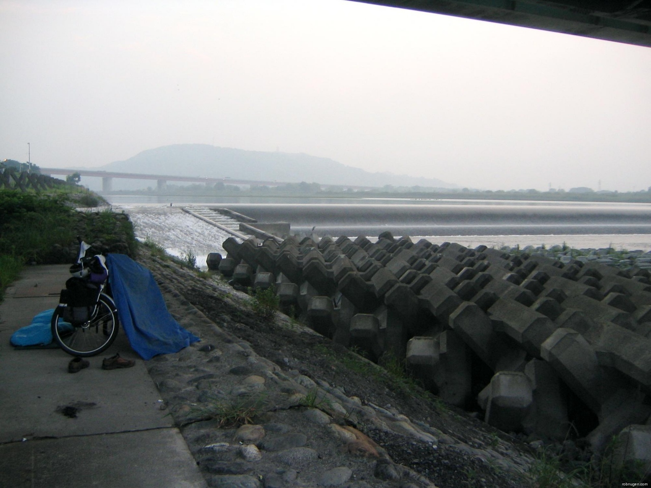 TJ Bike sleepin' by cool river