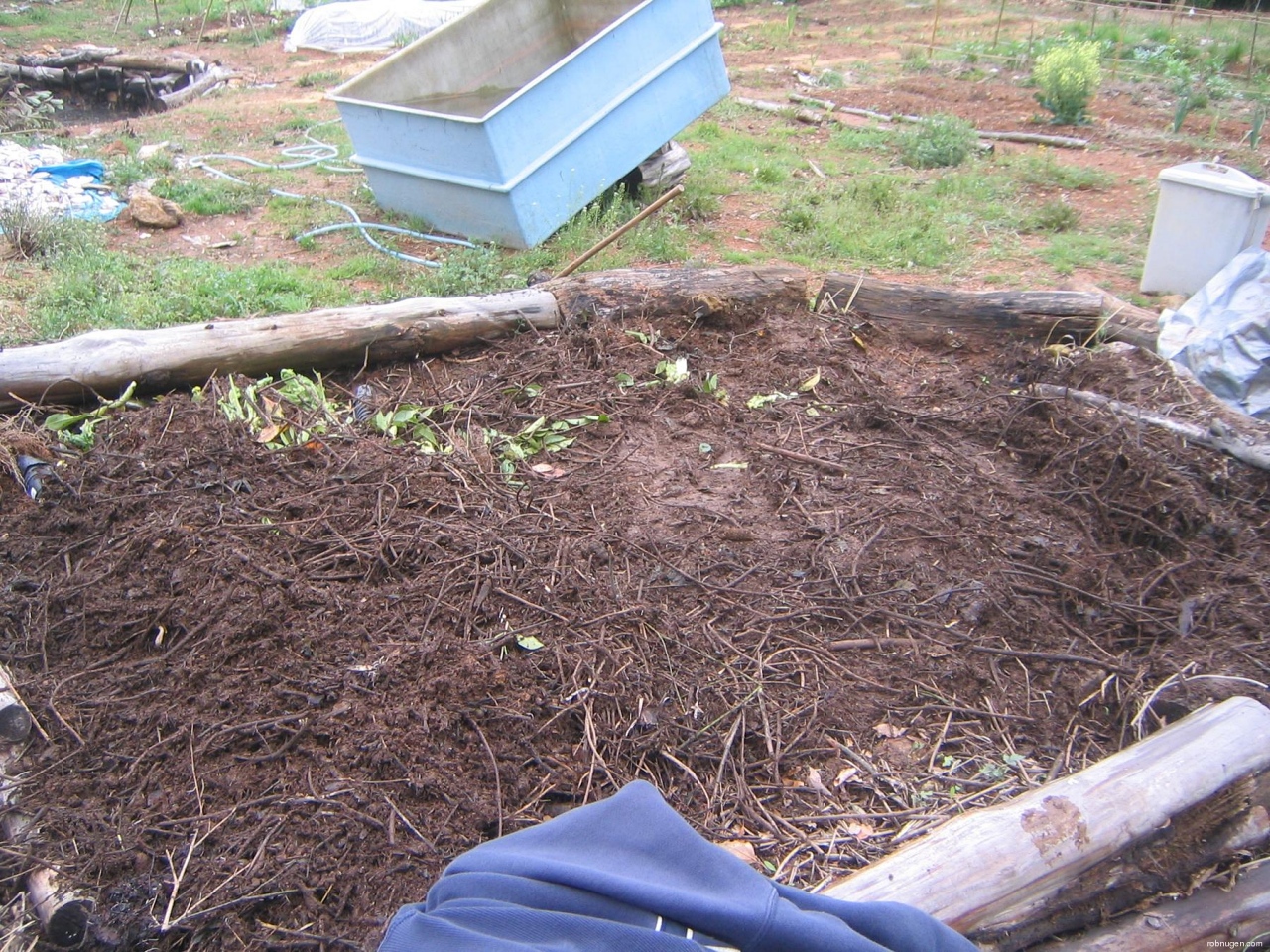 turned over compost pile