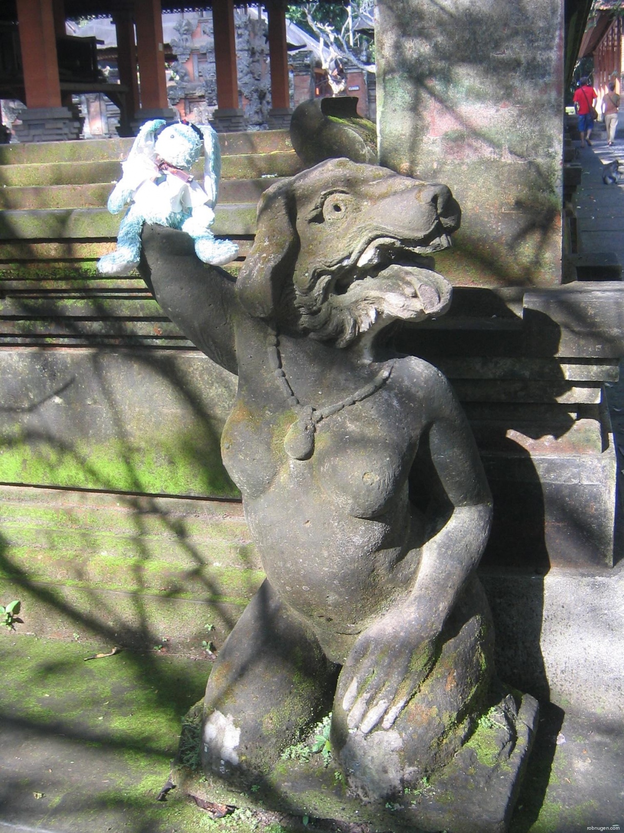 Francois and snarly dog statue