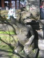 Francois and snarly dog statue
