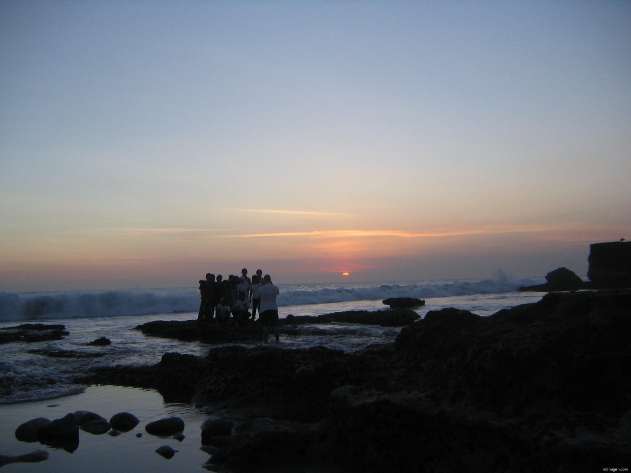 group photo at sunset