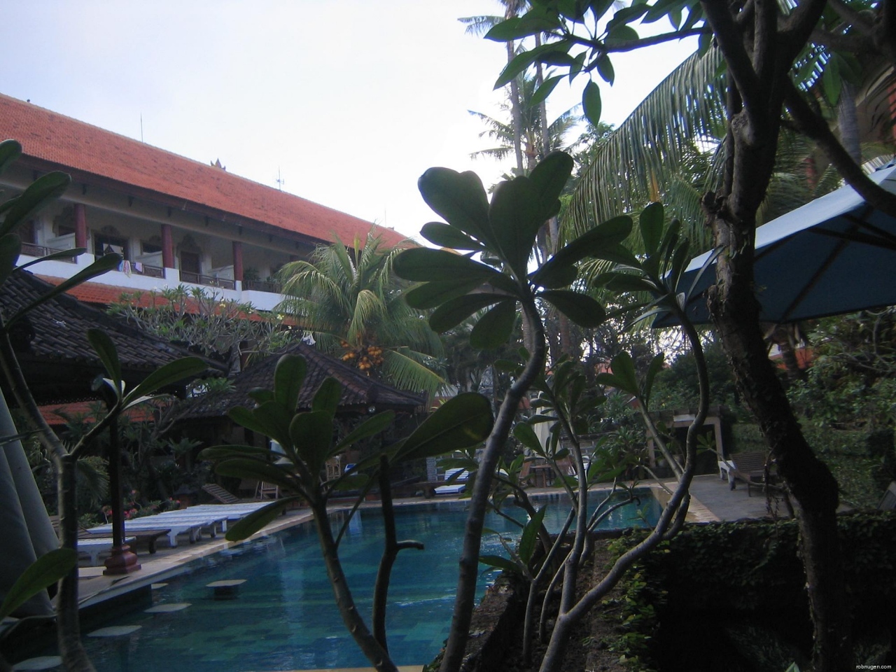 hotel pool in courtyard