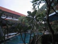 hotel pool in courtyard