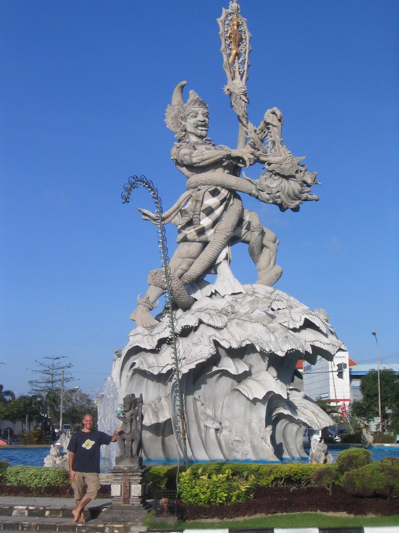 Bali God fighting a sea dragon